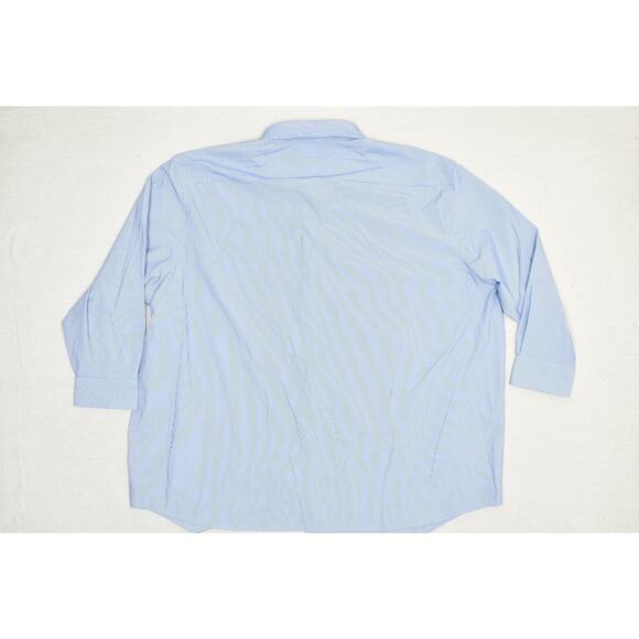 Haggar Men's Button Down Shirt Classic Fit Size 20 34/35 Blue Striped Long Sleev - Picture 4 of 8